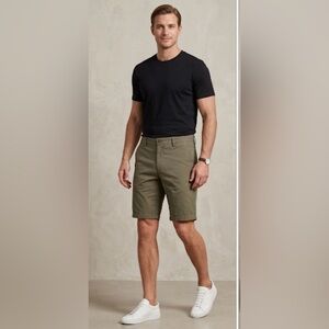 HUGO BOSS Men’s Chino Shorts Olive Green Textured Micro-Pattern Size 32 NWT